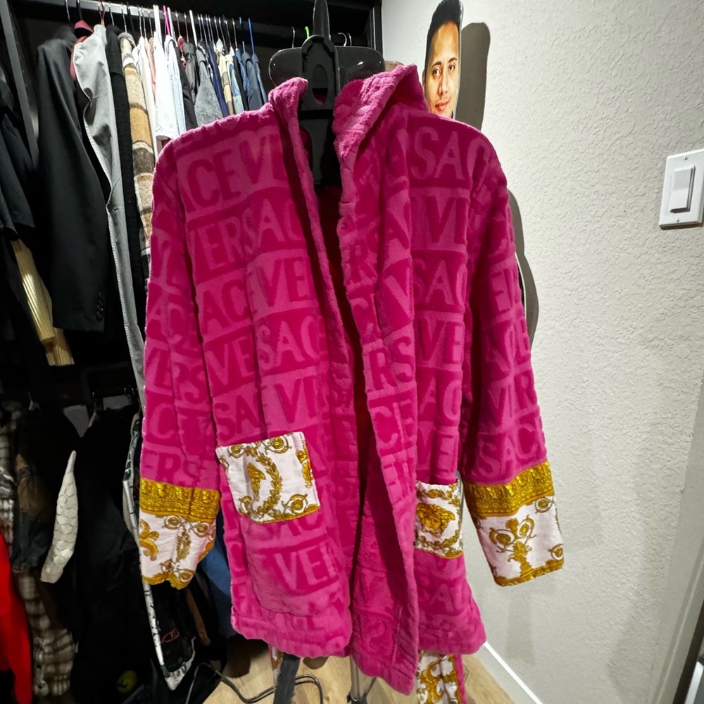 VERSACE Home Pink Hooded Robe
